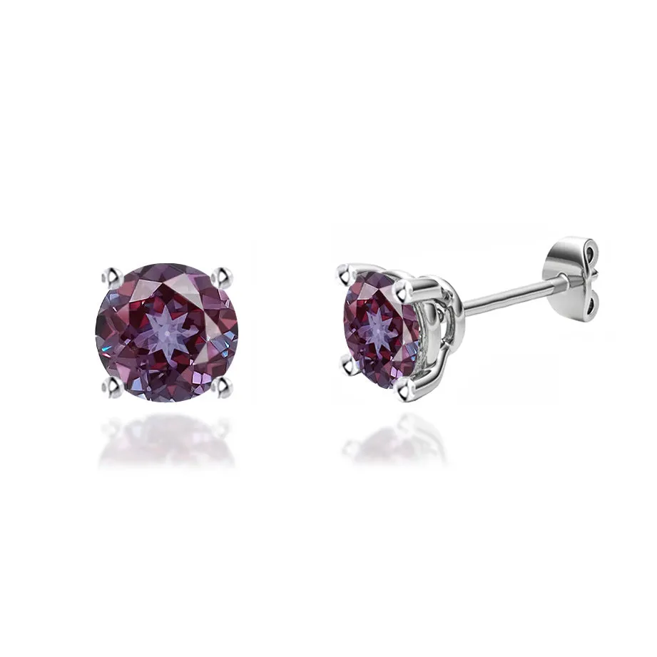 DOVE - Round Alexandrite Platinum Stud Earrings