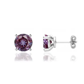 DOVE - Round Alexandrite Platinum Stud Earrings