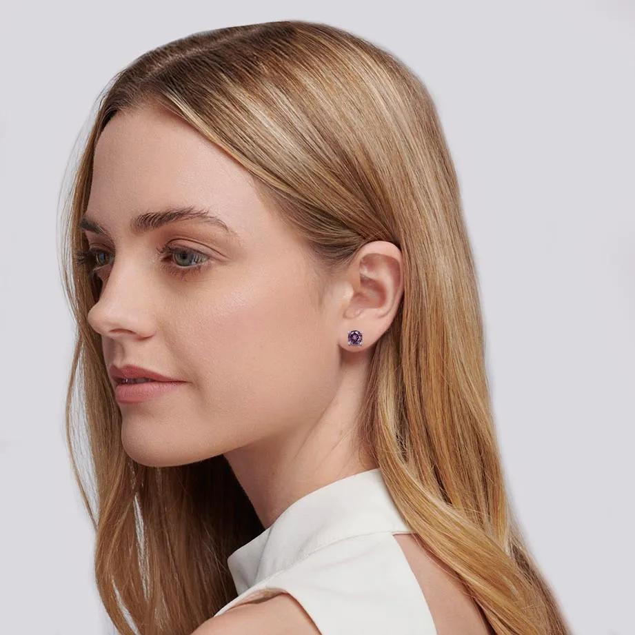 DOVE - Round Alexandrite Platinum Stud Earrings
