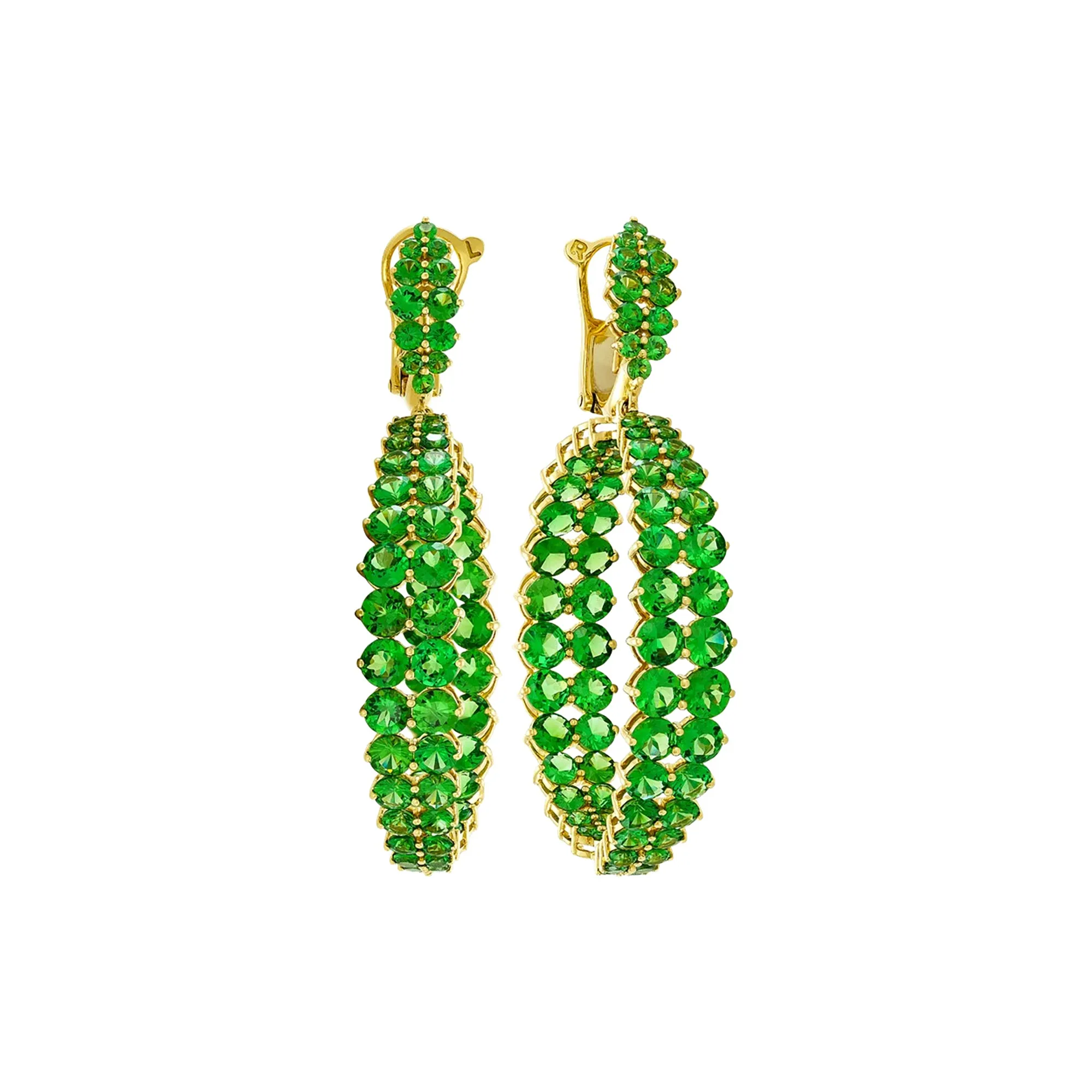Etho Maria Tsavorite Gemini Hoop Drop Earrings