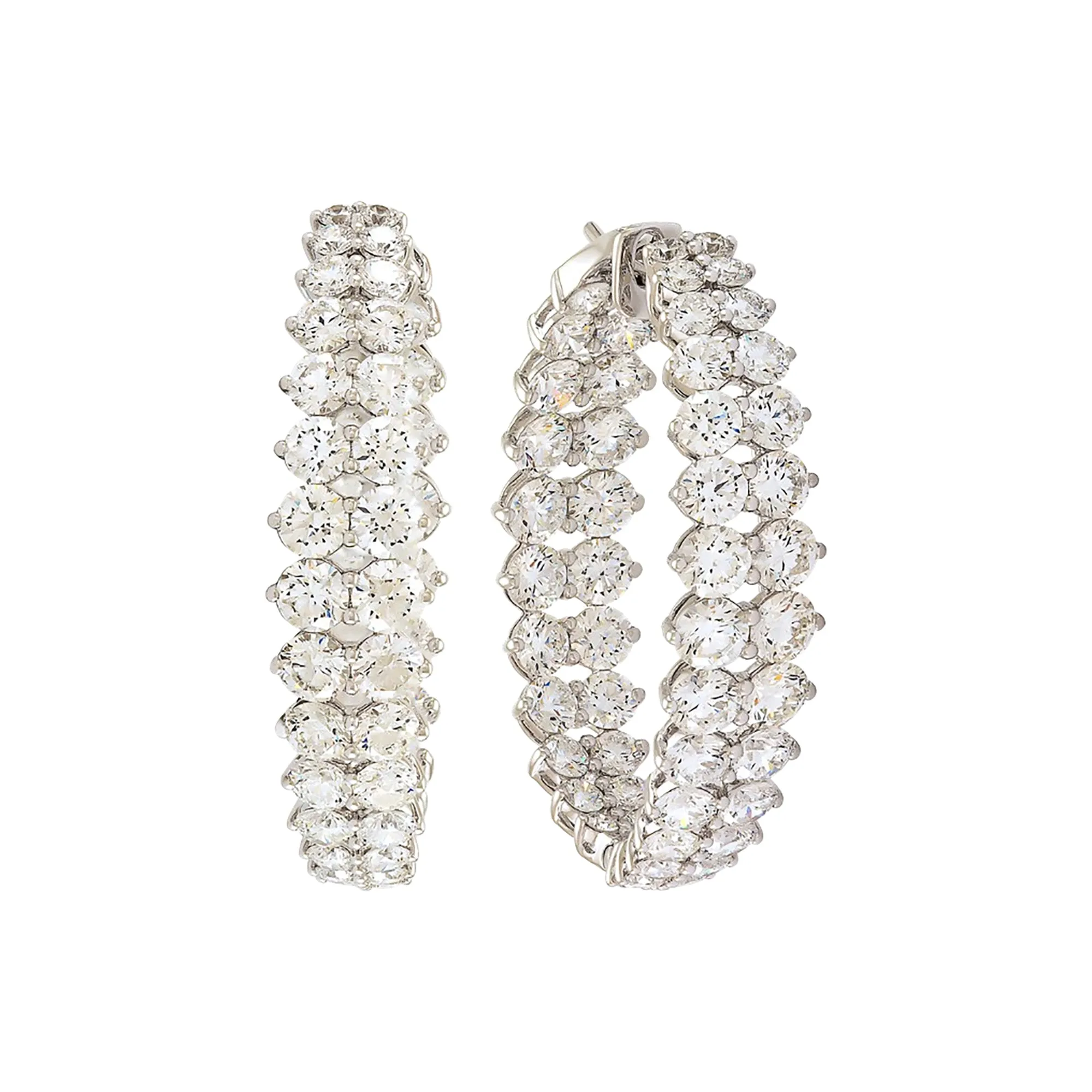 Etho Maria White Diamond Gemini Hoop Earrings