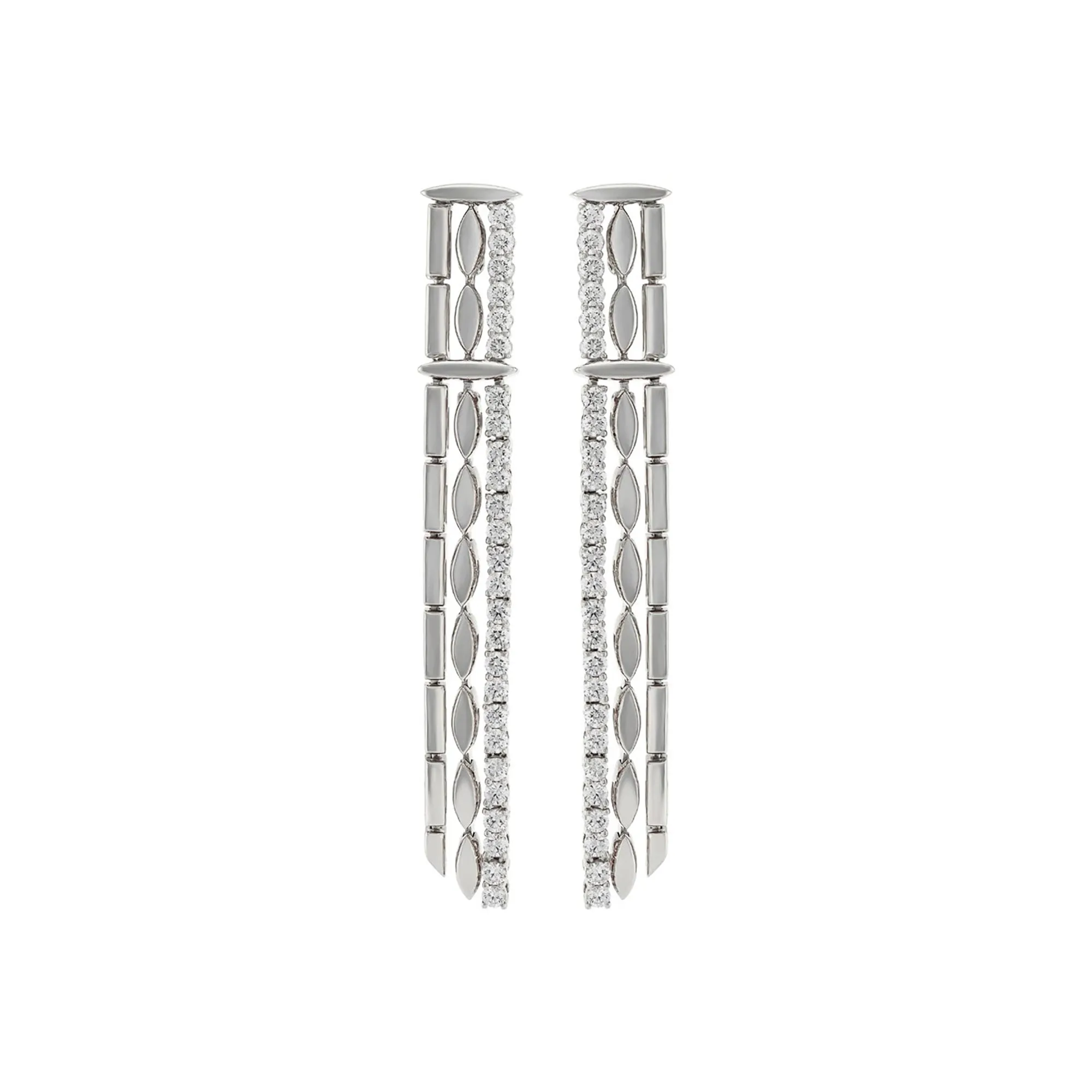 Etho Maria White Gold My Etho Diamond Triple Row Drop Earrings