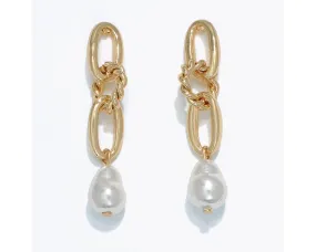Gold Links Pearl Earrings