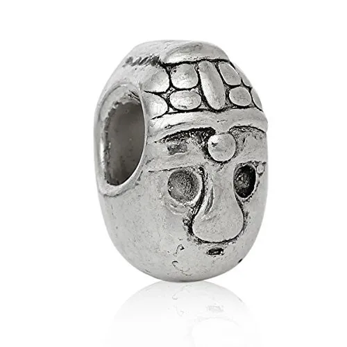Human Head Face Spacer Charm European Bead Compatible for Most European Snake Chain Bracelet