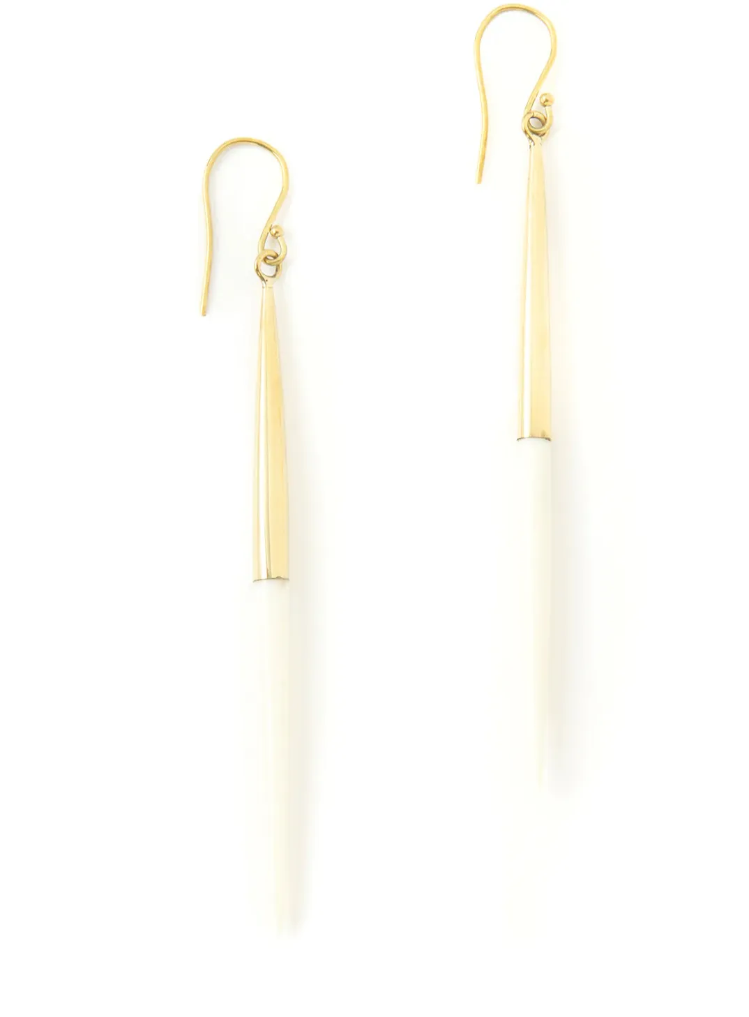 Kenyan Brass and White Cow Bone Javelin Earrings