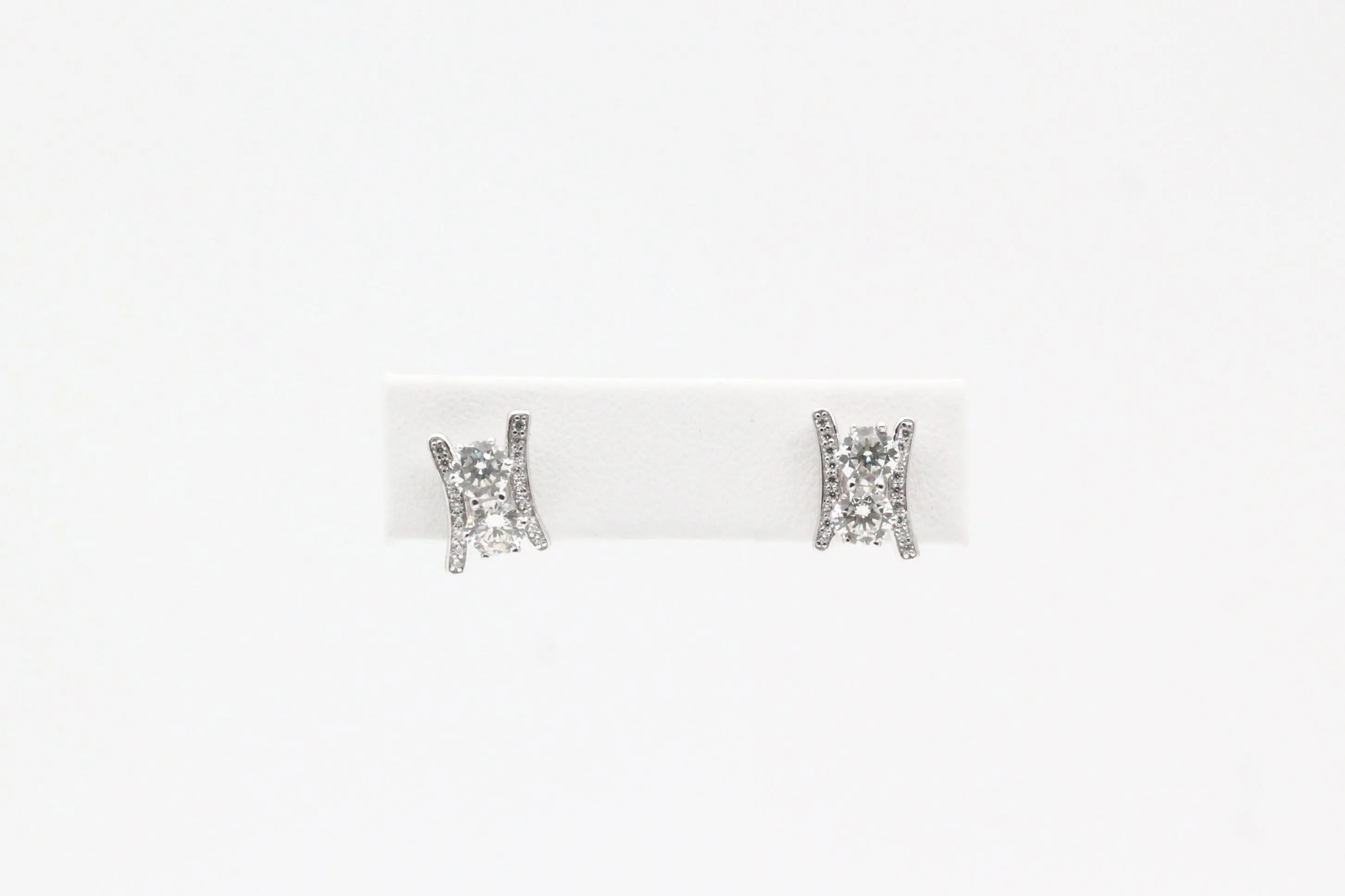 Lafonn Sterling Silver Two Stone Ladder Earrings
