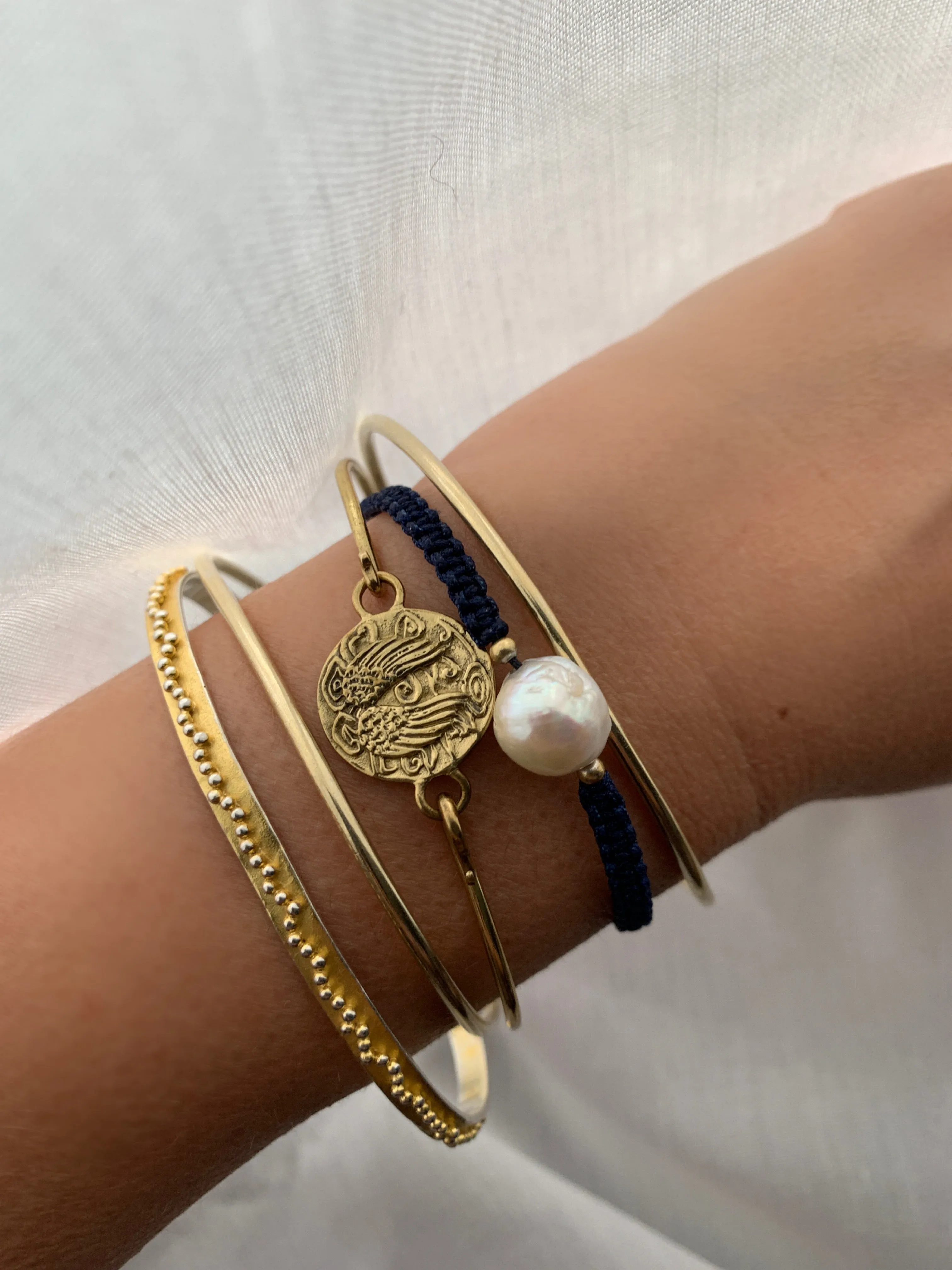 Lola Rope Pearl Bracelet - Navy