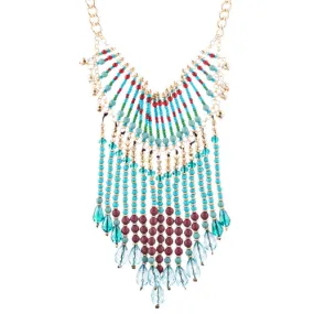 Magnificent Drape Design Bead Fashion Statement Necklace N101 Turquoise