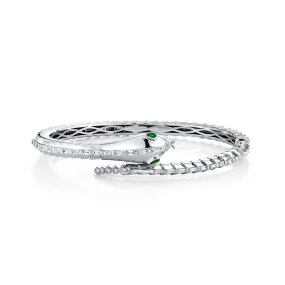 MEN'S DIAMOND & GREEN GARNET SNAKE CUFF