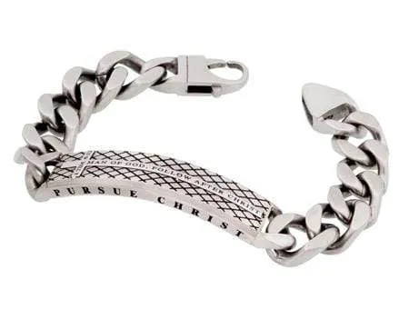 Men's Silver Diamond Back Cross Bracelet Man Of God