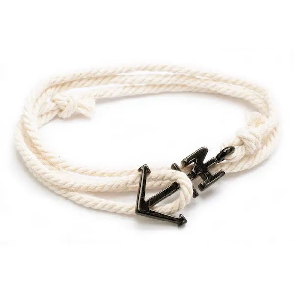 Nautical Black Anchor Cream Bracelet