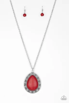 Paparazzi Necklace ~ Full Frontier - Red