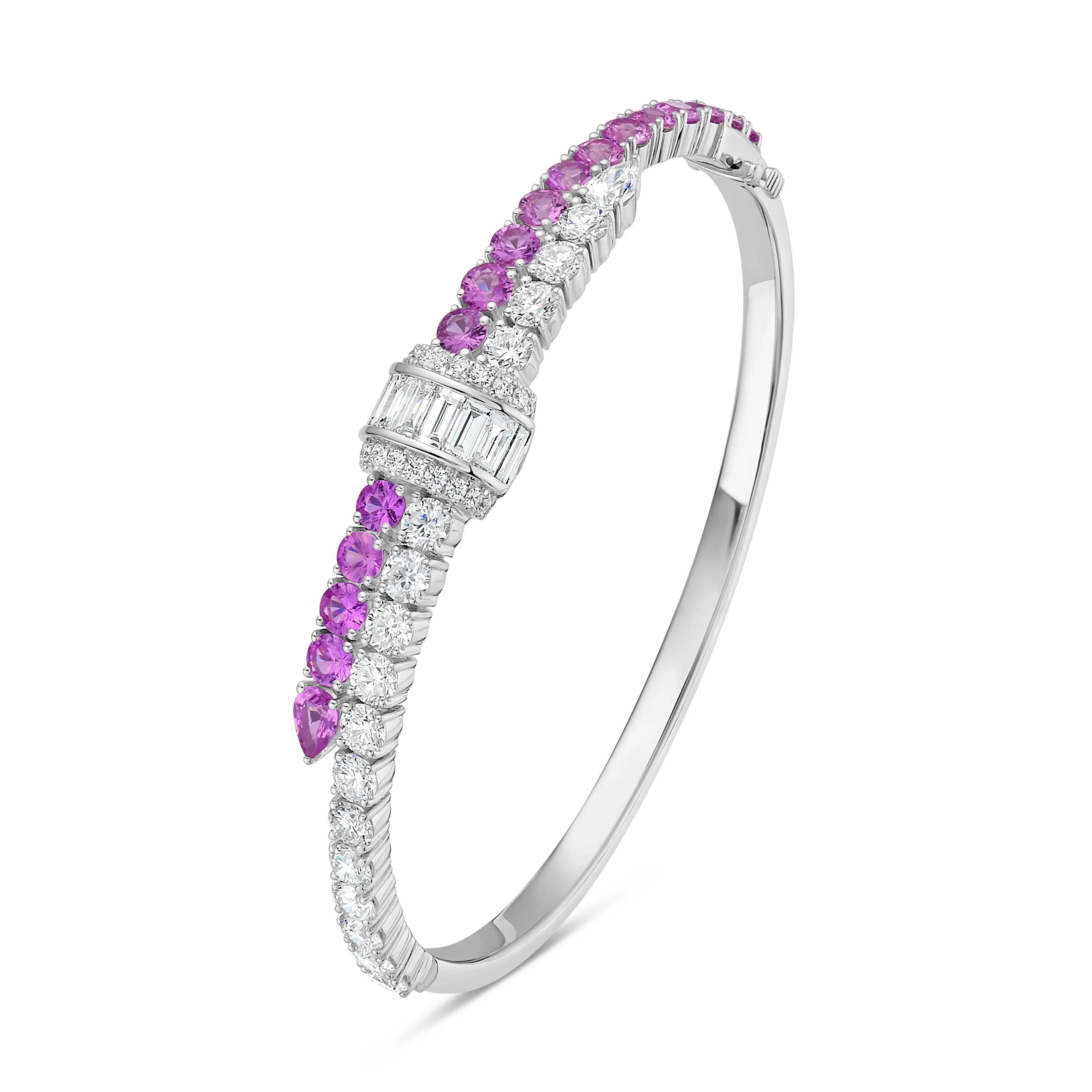Pink Sapphire and White Diamond Bracelet