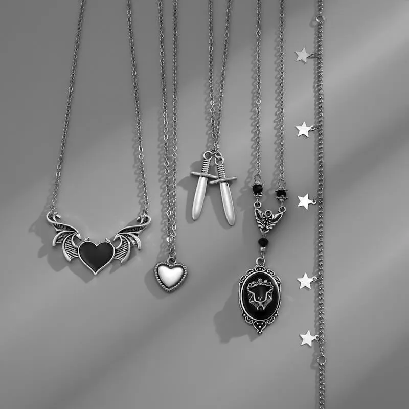 Punk in darkness necklace set 5 pcs