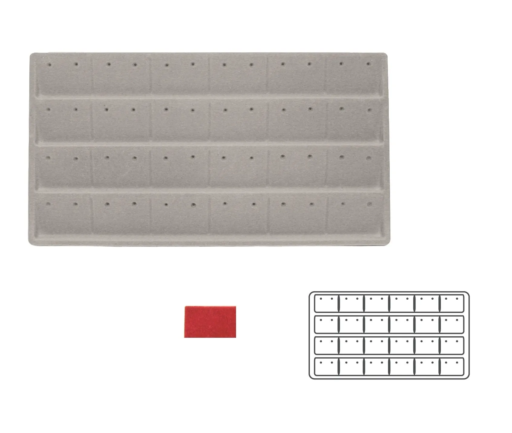 Red Flocked Plastic Compartment Tray Insert