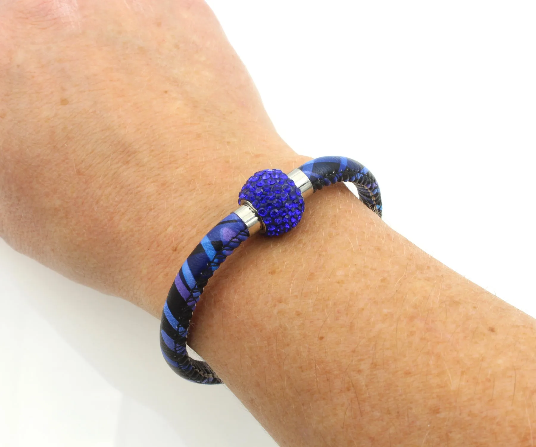 Sparkling Blue Multicolor Leather Single Bracelet