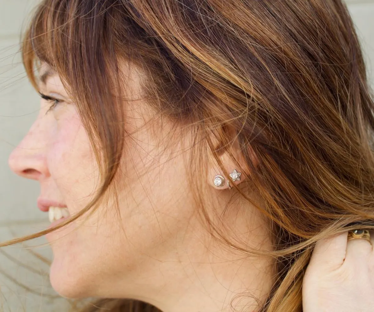 Star Stud Earrings in Platinum