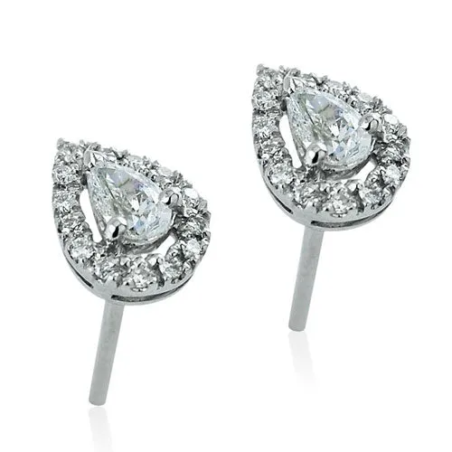 Steffans Pear Shaped Diamond Micro Set Frame Platinum Cluster Stud Earrings (0.40ct)