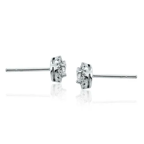 Steffans Pear Shaped Diamond Micro Set Frame Platinum Cluster Stud Earrings (0.40ct)