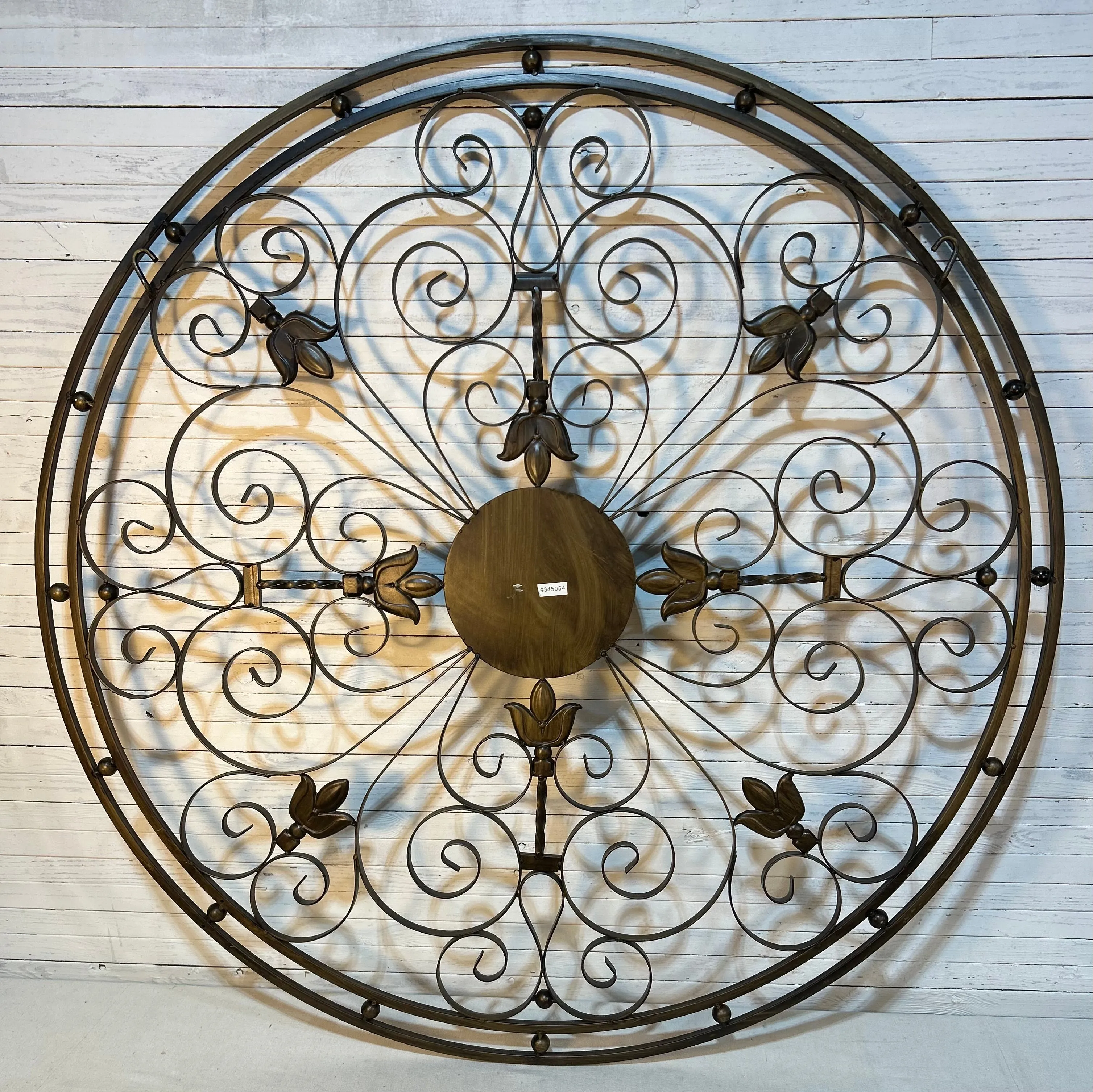 Wall Hanging Medallion, Round Metal Filigree, Bronze