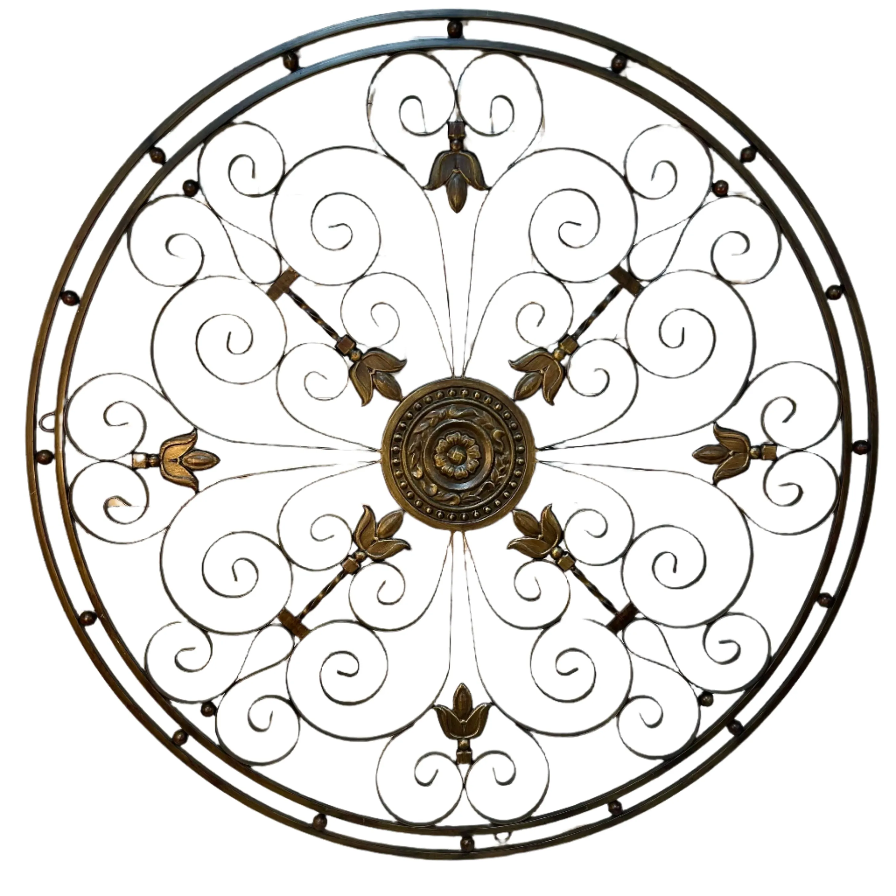 Wall Hanging Medallion, Round Metal Filigree, Bronze