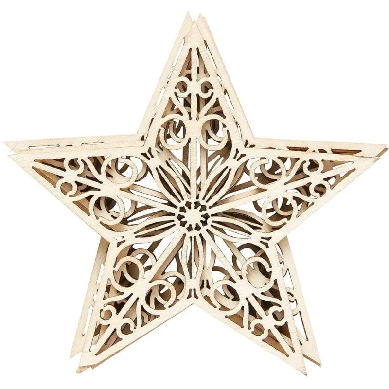 Wooden Filigree Stars 4 Pieces (PMA 174512)