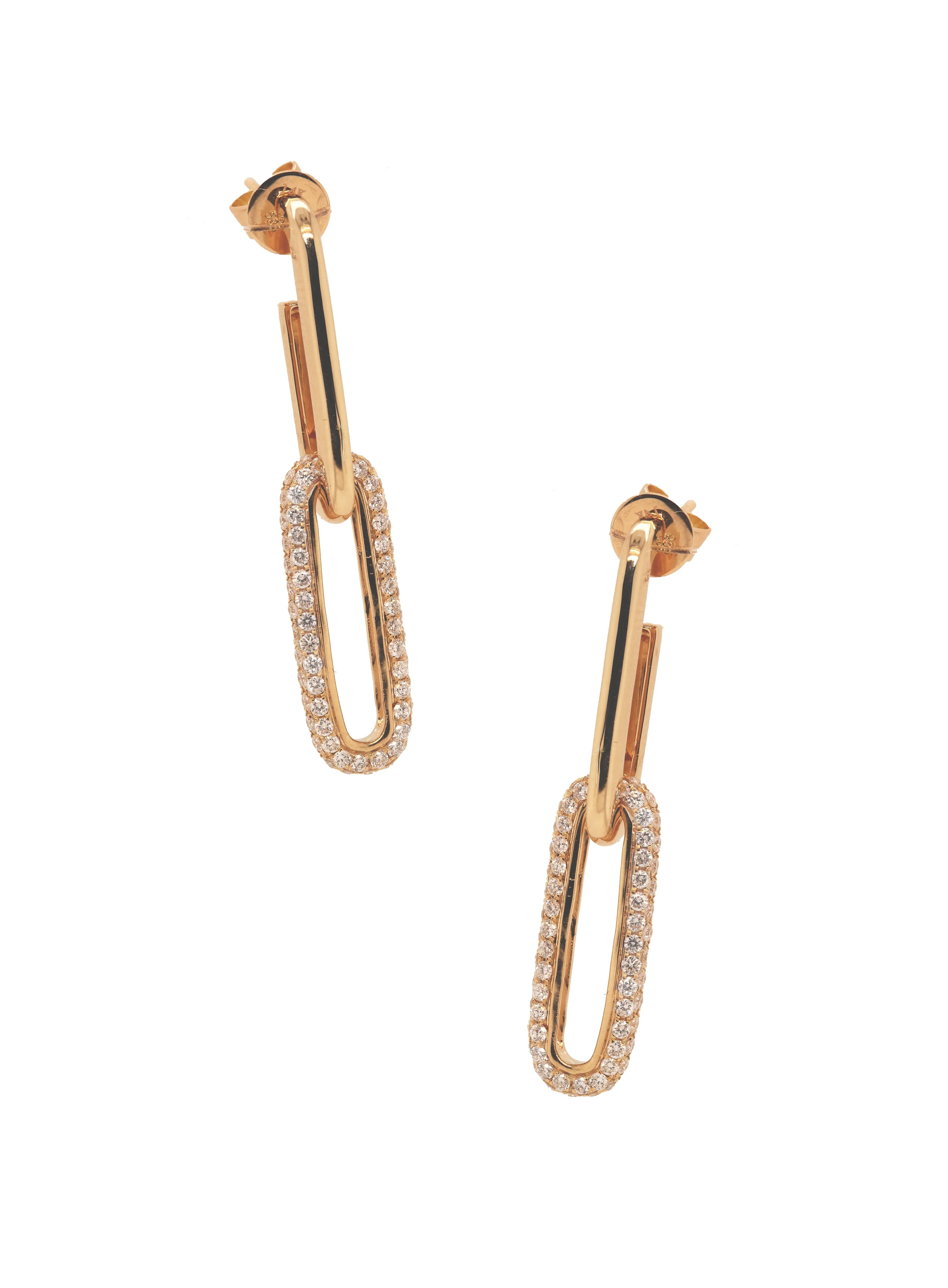 Yellow Gold Diamond Link Earrings