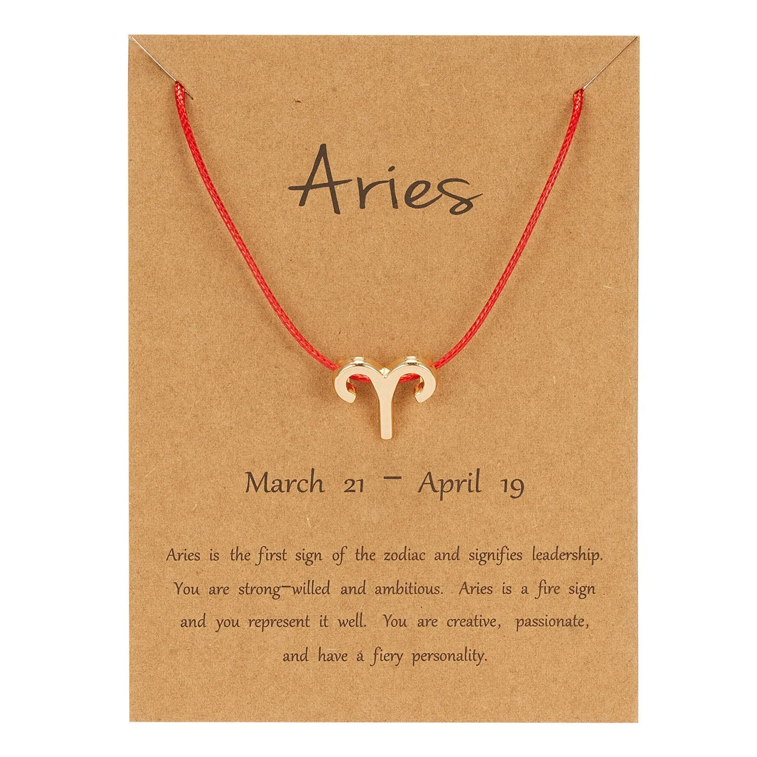 Zodiac Sign Red And Black Rope Symbol Edition Paper Card Bracelet
